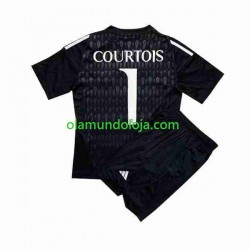 Camisola Real Madrid Thibaut Courtois 1 Guarda-redes Criança Equipamento Segundo 2023-2024 Manga Curta